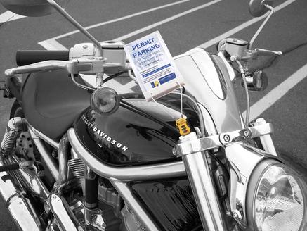 Image of a motorcycle permit holder on a motorcycle